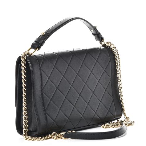 CHANEL Grained Calfskin Quilted Medium Label Click Flap Bag 